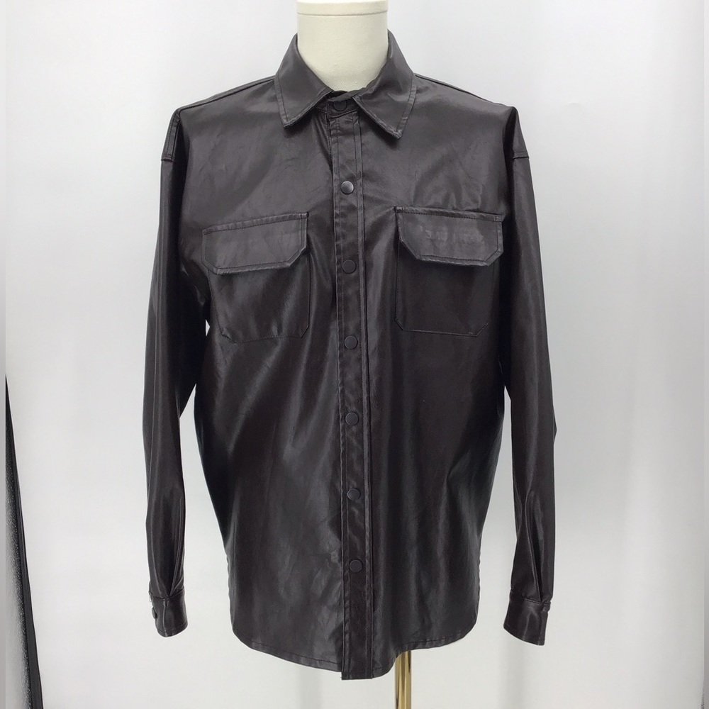 Sixth June Men's Black Leather shirt size S